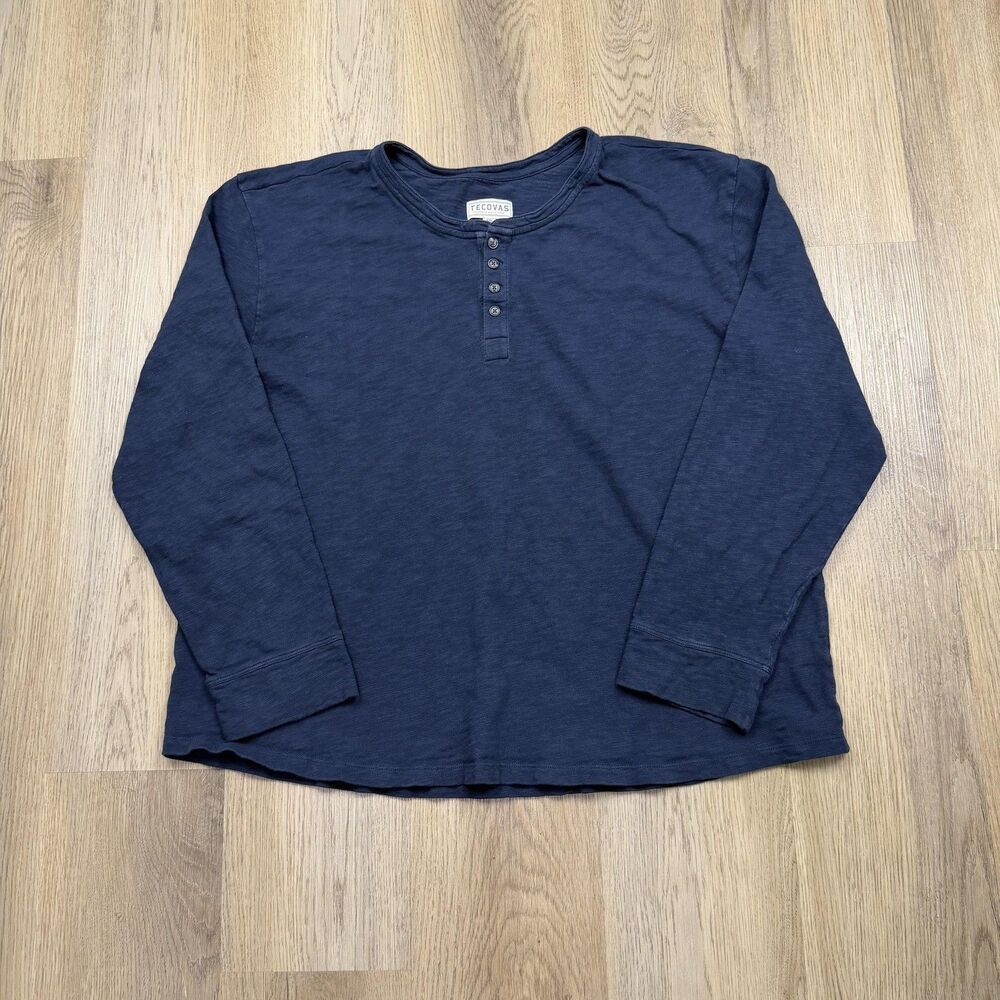 Tecovas Henley Shirt Mens 2XL Blue Long Sleeve Slub Jersey Knit Tee Casual Peru
